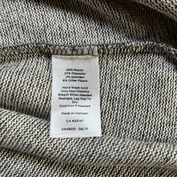 Talbots Sweater Womens Medium Gray Gold Metallic Knit Cowl Neck Long Sleeve NEW - Picture 7 of 9